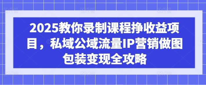 2025教你录制课程挣收益项目，私域公域流量IP营销做图包装变现全攻略-虫2小屋
