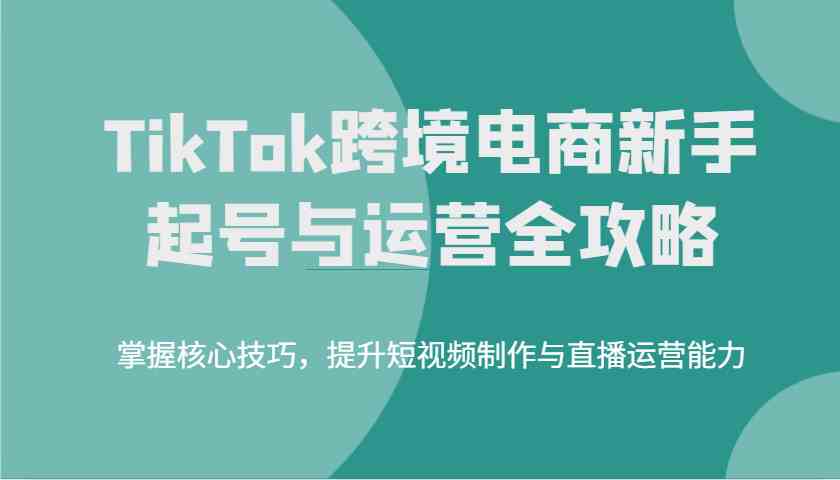 TikTok跨境电商新手起号与运营全攻略，掌握核心技巧，提升短视频制作与直播运营能力-虫2小屋