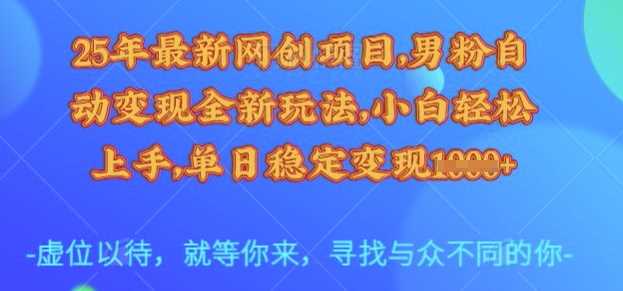 25年最新网创项目，男粉自动变现全新玩法，小白轻松上手，单日稳定变现多张【揭秘】-虫2小屋