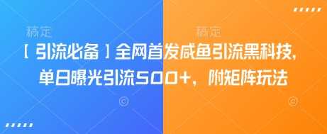【引流必备】全网首发咸鱼引流黑科技，单日曝光引流500+，附矩阵玩法【揭秘】-虫2小屋