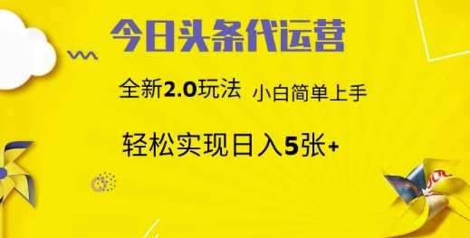 今日头条代运营，新2.0玩法，小白轻松做，每日实现躺Z5张【揭秘】-虫2小屋