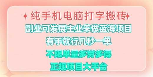 纯手机电脑打字搬砖，有手就行，几秒一单，多劳多得，正规项目大平台【揭秘】-虫2小屋