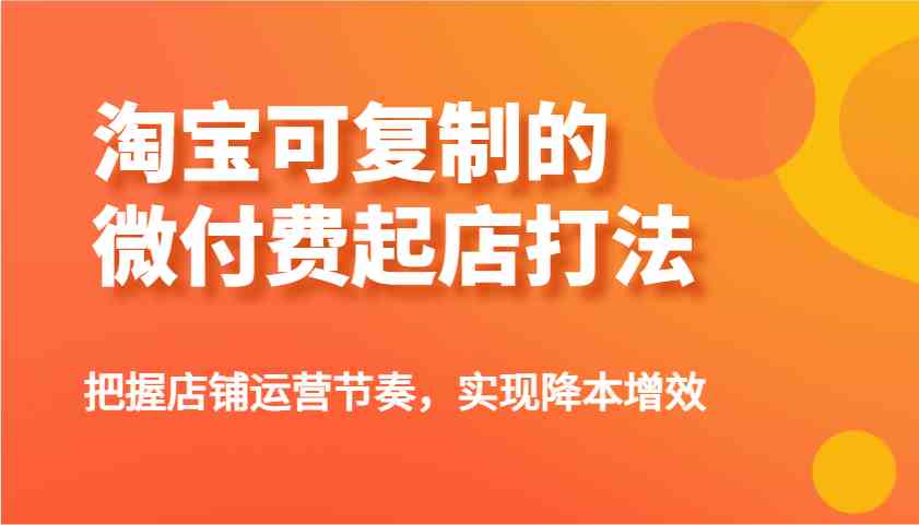 淘宝可复制的微付费起店打法，把握店铺运营节奏，实现降本增效！-虫2小屋