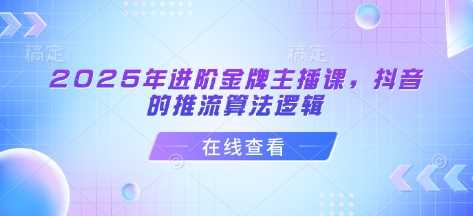 2025年进阶金牌主播课，抖音的推流算法逻辑-虫2小屋