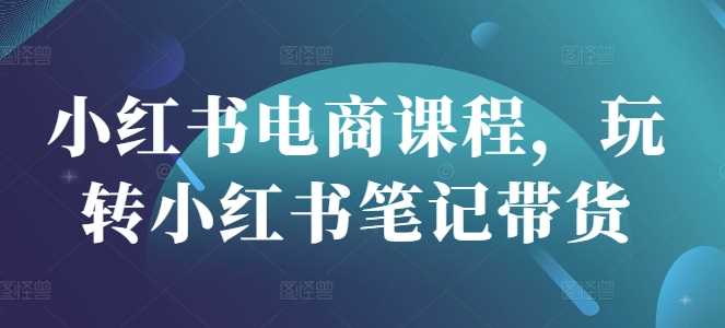 小红书电商课程，玩转小红书笔记带货-虫2小屋