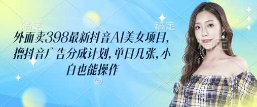 外面卖398最新抖音AI美女项目，撸抖音广告分成计划，单日几张，小白也能操作-虫2小屋