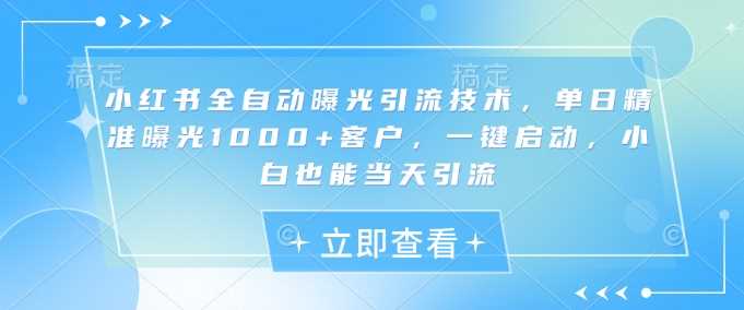 小红书全自动曝光引流技术，单日精准曝光1000+客户，一键启动，小白也能当天引流【揭秘】-虫2小屋