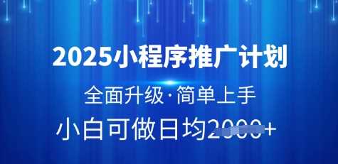 2025小程序推广计划，全面升级，简单上手，日均多张【揭秘】-虫2小屋