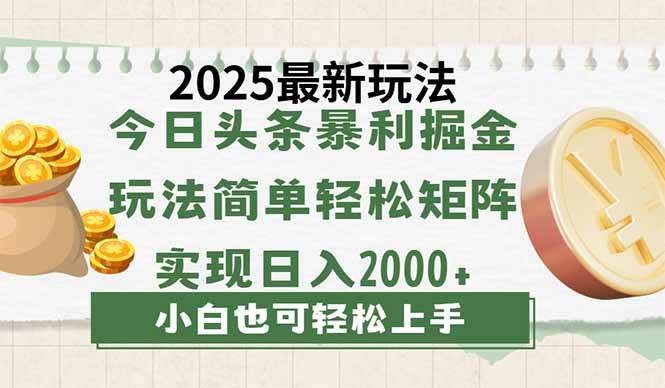 （14120期）今日头条2025最新玩法，思路简单，复制粘贴，轻松实现矩阵日入2000+-虫2小屋