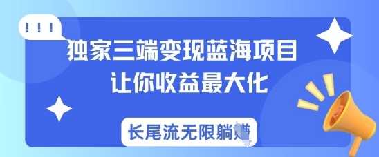 独家三端变现蓝海项目，让你收益最大化，长尾流无限躺挣-虫2小屋