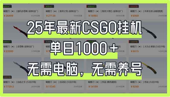 （14178期）25年最新CSGO挂机系统，单日1000+，无需电脑，无需养号，0基础可上手-虫2小屋