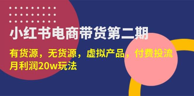 （14186期）小红书电商带货第二期，有货源，无货源，虚拟产品，付费投流，月利润20w-虫2小屋