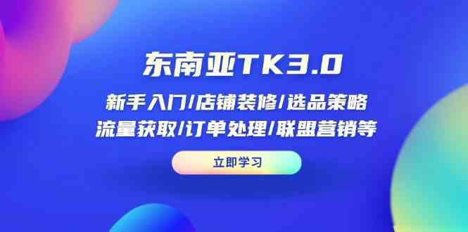 东南亚TK3.0：新手入门/店铺装修/选品策略/流量获取/订单处理/联盟营销等-虫2小屋